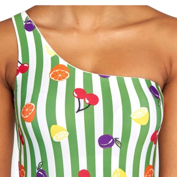 ModCloth retro one shoulder fruit stripe one piece swimsuit size Small - Picture 8 of 9